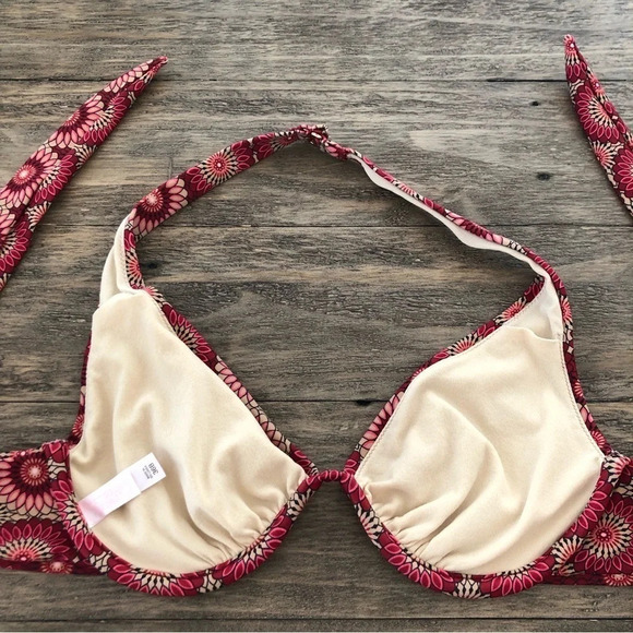 Victorias Secret 36B Small Two Piece Bikini Set Underwire Top Burgundy Mandala - Picture 4 of 6